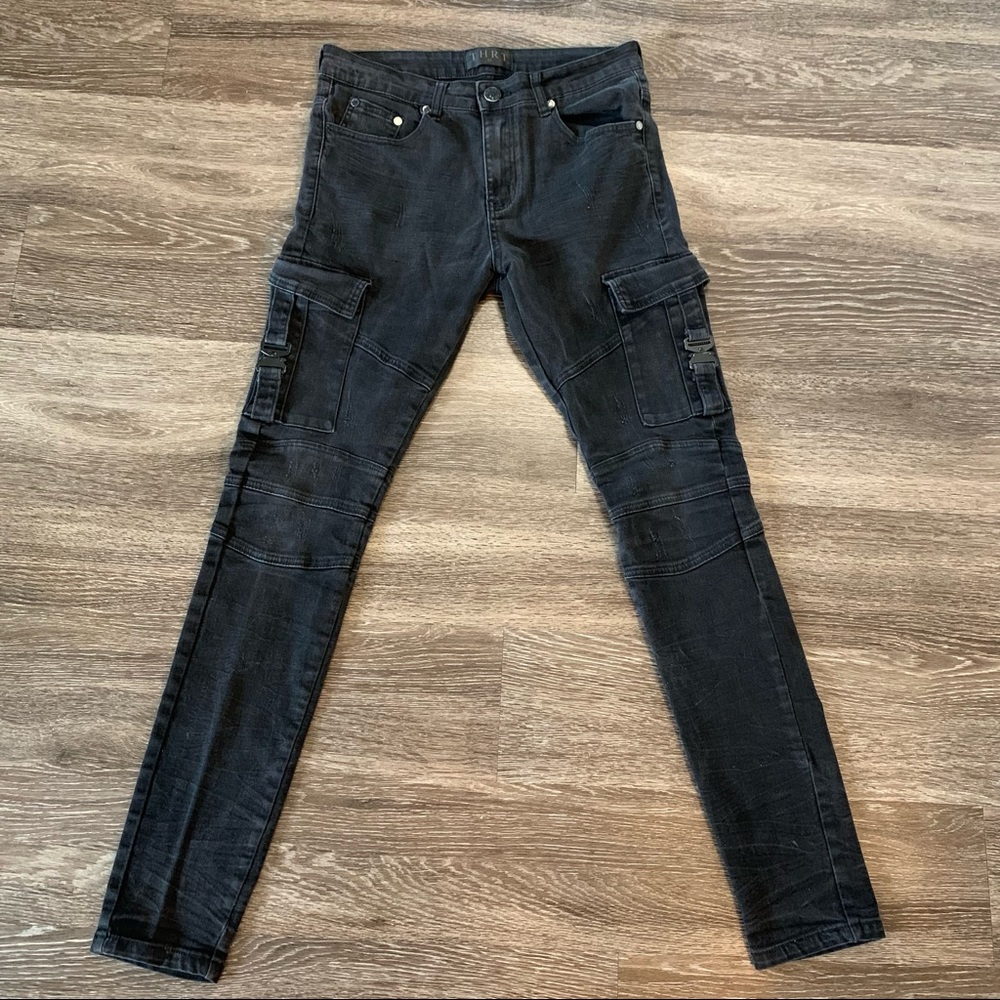 THRT Men’s Distressed Black Skinny Jeans 32Wx31L
